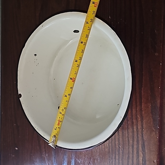 Vintage Rustic White and Black Enamelware Bowl - Picture 4 of 5